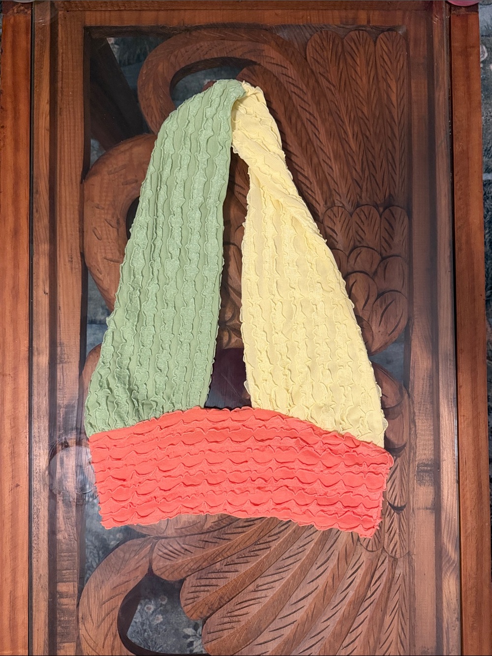 Multicolor Ruffle Shirt - Green, Yellow & Coral